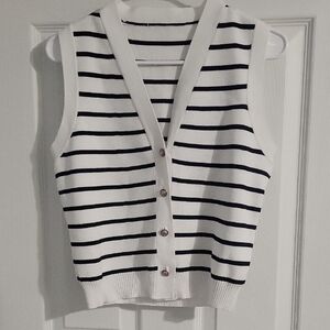Source Unknown Black and White Striped Sleeveless Top
